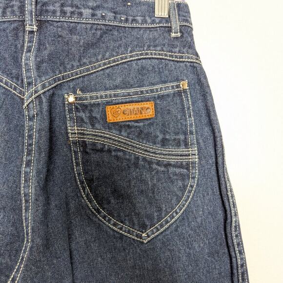 Vintage Gitano 70's High Waist Jeans White Contrast Stitching Straight Leg - Picture 6 of 9